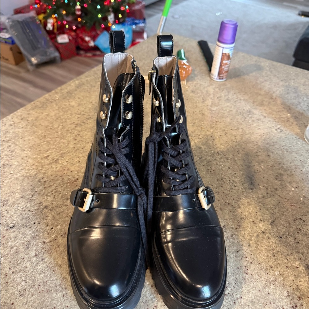 All Saints Gray Leather Boots